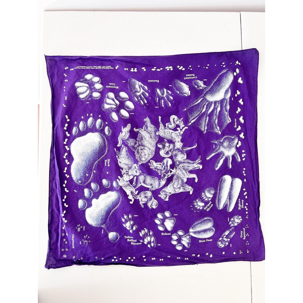 Vintage Animal Tracks Bandana, Nature and Hiking Fact Bandana
